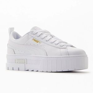 Puma Women's White Mayze Leather Sneakers